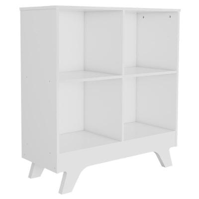 Estante Retrô Com 4 Nichos Branco Brilho - Móveis Peroba Branco Brilho
