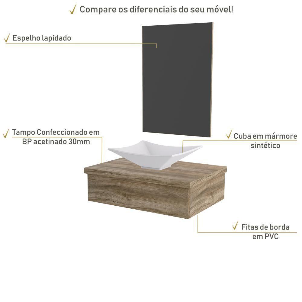 Conjunto Bancada C-cuba L38 E Espelheira Metrópole 601 Branco Chess Carvalho - 3