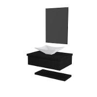 Conjunto Bancada C-cuba L38, Prateleira E Espelheira Metrópole 606 Nogal Preto ônix - 2