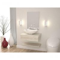 Conjunto Bancada C-cuba L42 E Prateleira Metrópole 605 Preto ônix Snow - 1