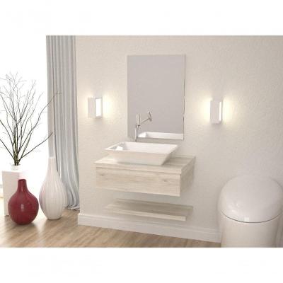 Conjunto Bancada C-cuba Messina, Prateleira E Espelheira Metrópole 606 Preto ônix Snow