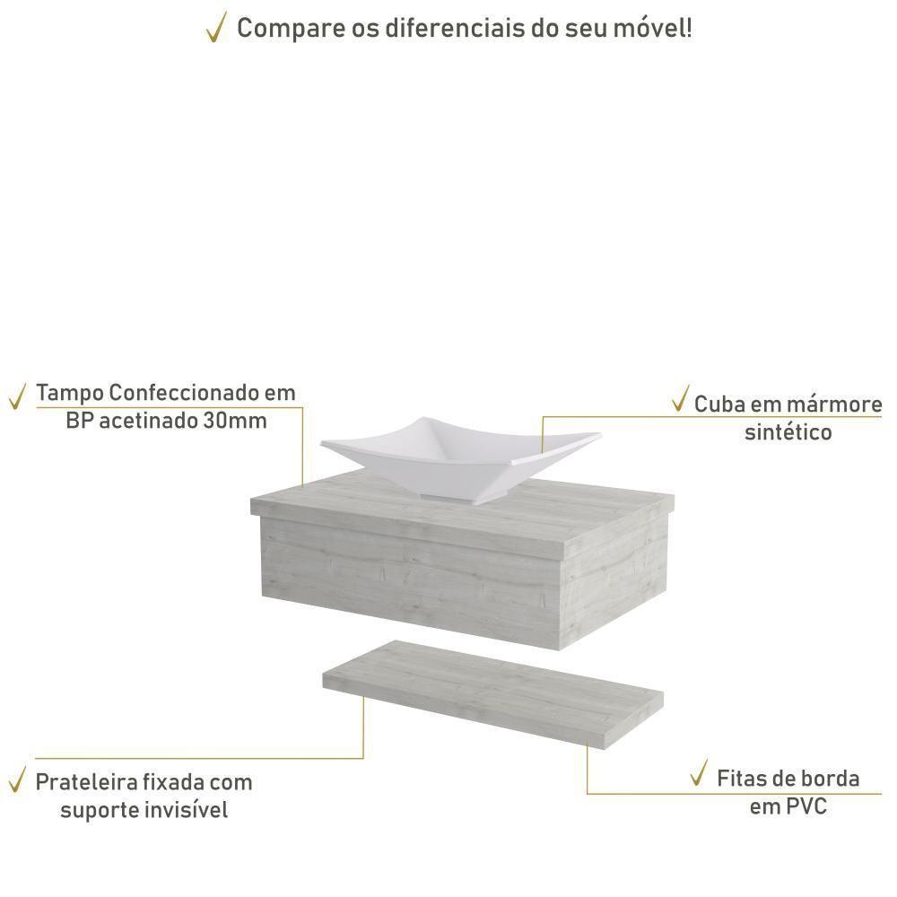Conjunto Bancada C-cuba L38 E Prateleira Metrópole 605 Preto ônix Snow - 4