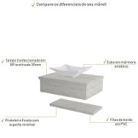 Conjunto Bancada C-cuba L38 E Prateleira Metrópole 605 Preto ônix Snow