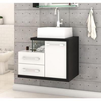 Gabinete Armario P-banheiro (balcao C-cuba Q355) Legno 650 Branco Chess C-preto ônix
