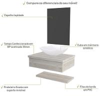 Conjunto Bancada C-cuba L42, Prateleira E Espelheira Metrópole 606 Preto ônix Snow - 3