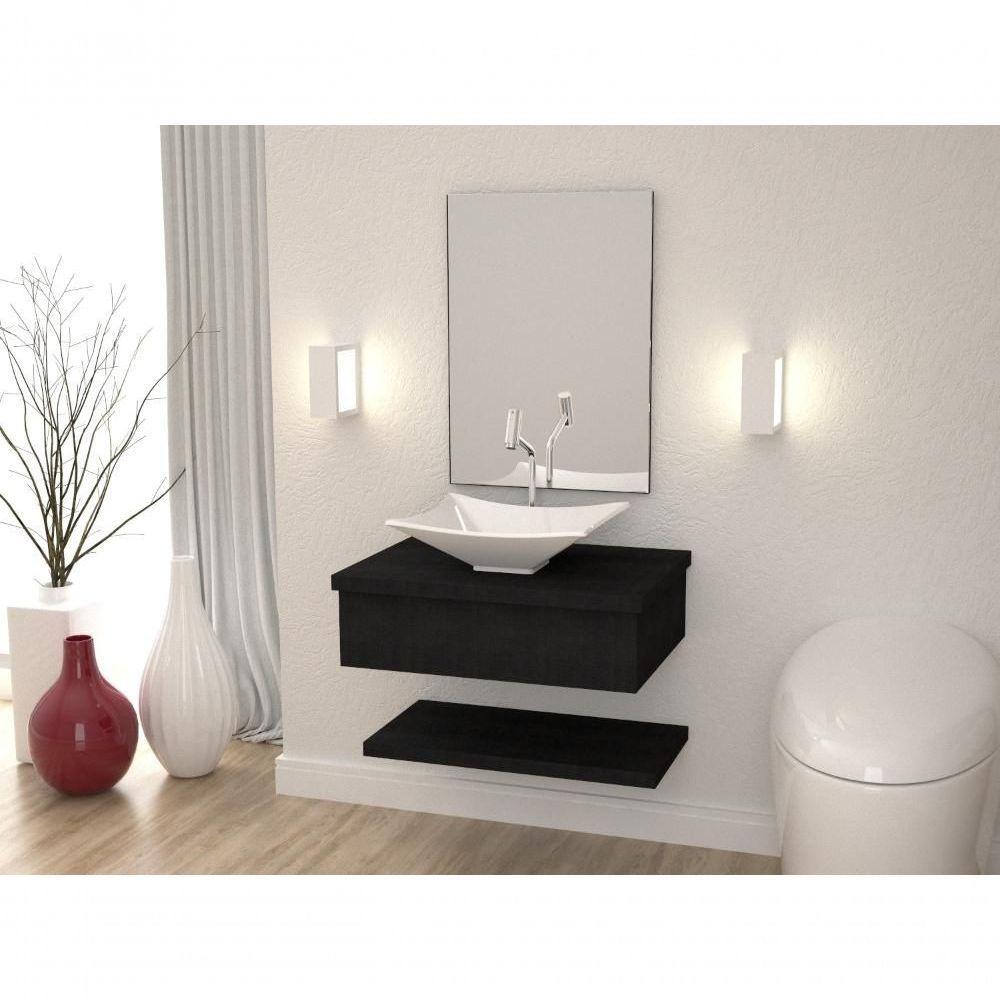 Conjunto Bancada C-cuba L38 E Prateleira Metrópole 605 Nogal Preto ônix - 1