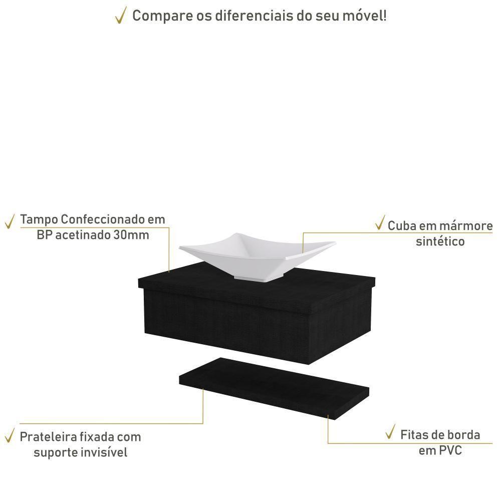 Conjunto Bancada C-cuba L38 E Prateleira Metrópole 605 Nogal Preto ônix - 4