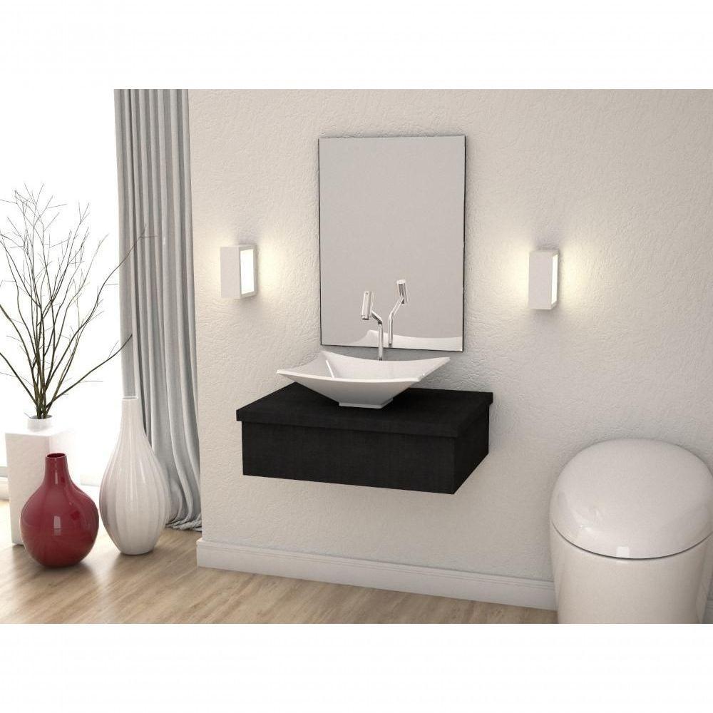 Conjunto Bancada C-cuba L38 E Espelheira Metrópole 601 Nogal Preto ônix - 1