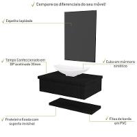 Conjunto Bancada C-cuba L45, Prateleira E Espelheira Metrópole 606 Nogal Preto ônix - 3