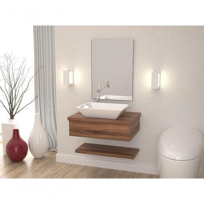 Conjunto Bancada C-cuba Messina E Prateleira Metrópole 605 Carvalho Dark Nogal