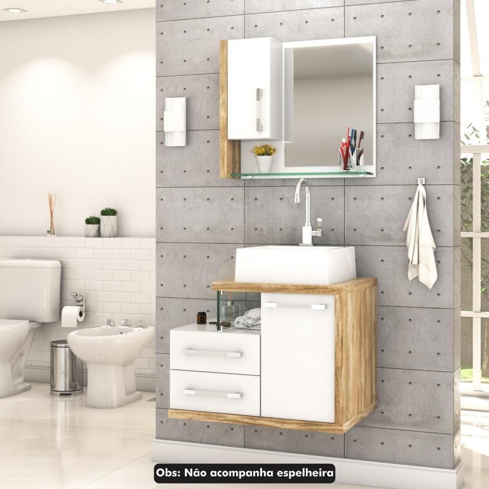 Gabinete Armario P-banheiro (balcao C-cuba Q355) Legno 650 Branco Chess C-carvalho - 2