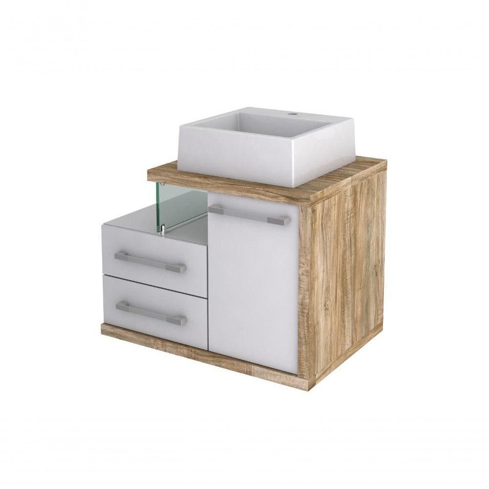 Gabinete Armario P-banheiro (balcao C-cuba Q355) Legno 650 Branco Chess C-carvalho - 4