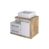 Gabinete Armario P-banheiro (balcao C-cuba Q355) Legno 650 Branco Chess C-carvalho