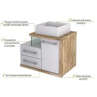 Gabinete Armario P-banheiro (balcao C-cuba Q355) Legno 650 Branco Chess C-carvalho - 5