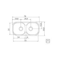 Cuba Dupla Retangular 2C 34 Bs Inox 78X39cm Prime Válvula 4, - 2