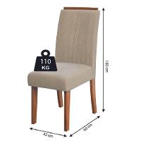 Conjunto Mesa de Jantar com Vidro 1,80m e 6 Cadeiras Grécia Dobuê - Madeirado/Bege