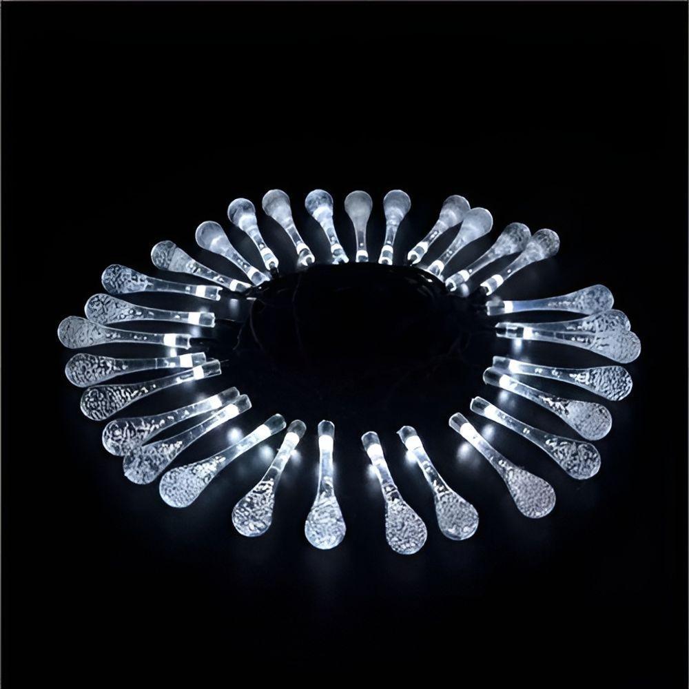 Cordão De Lâmpadas Solar Luzes Leds Gotas De água Branco 5m - 3