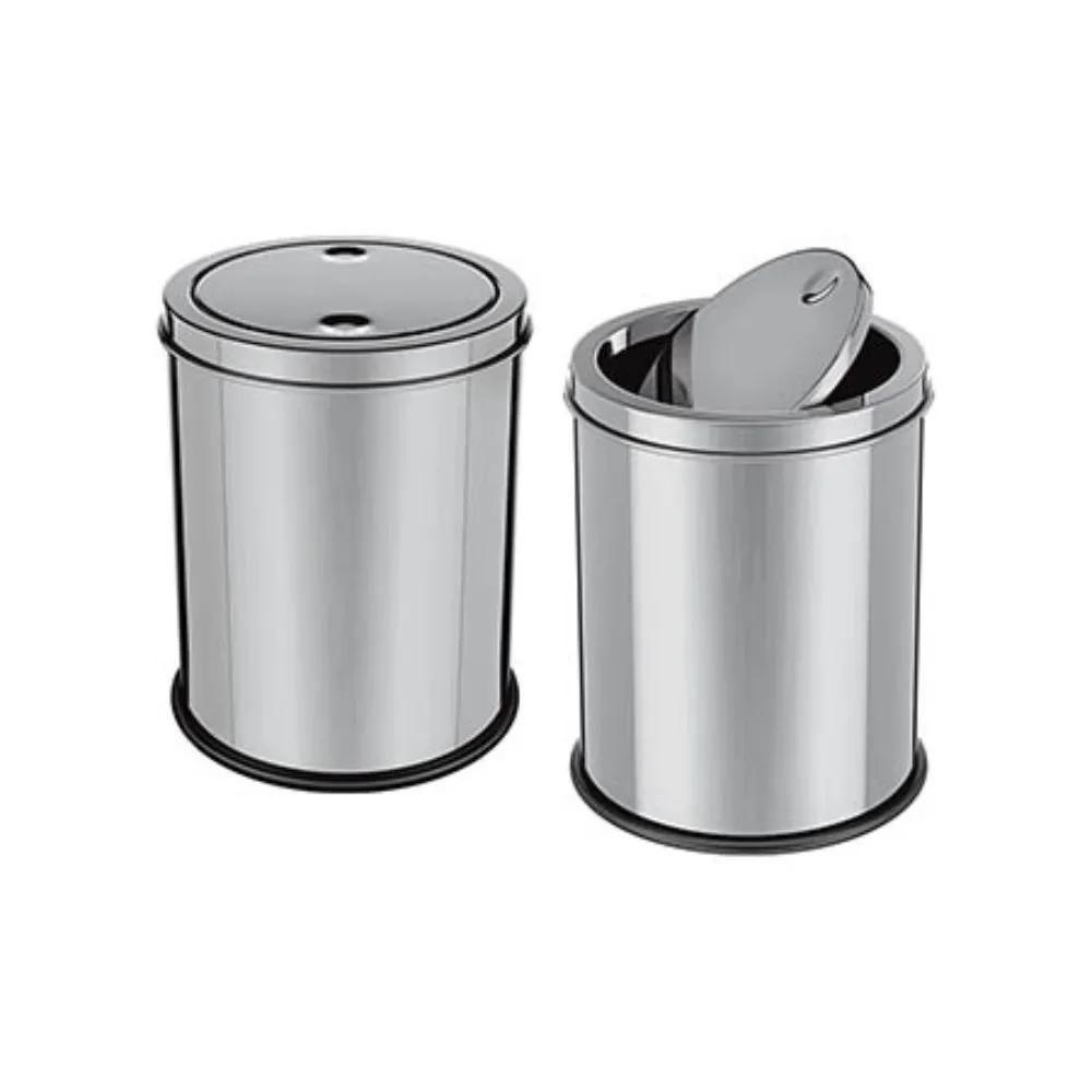 Lixeira Em Inox 5 Litros Cesto De Lixo Tampa Luxo Banheiro Cozinha Escritorio - 2