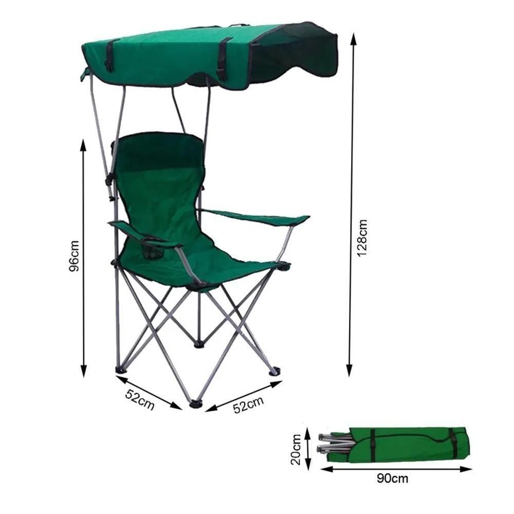 Cadeira Com Guarda Sol Pesca Praia Camping Banqueta Dobravel Grande Porta Copo Diretor 2 Em 1 Multiuso - 5