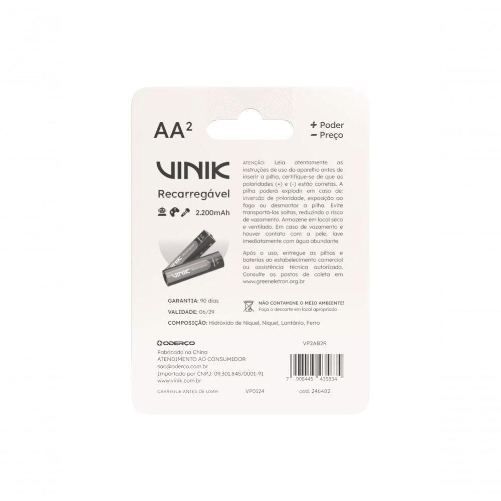 Pilha Recarregável Aa C/2 - 2200mah 1.2v - Vp2ab2r - 6