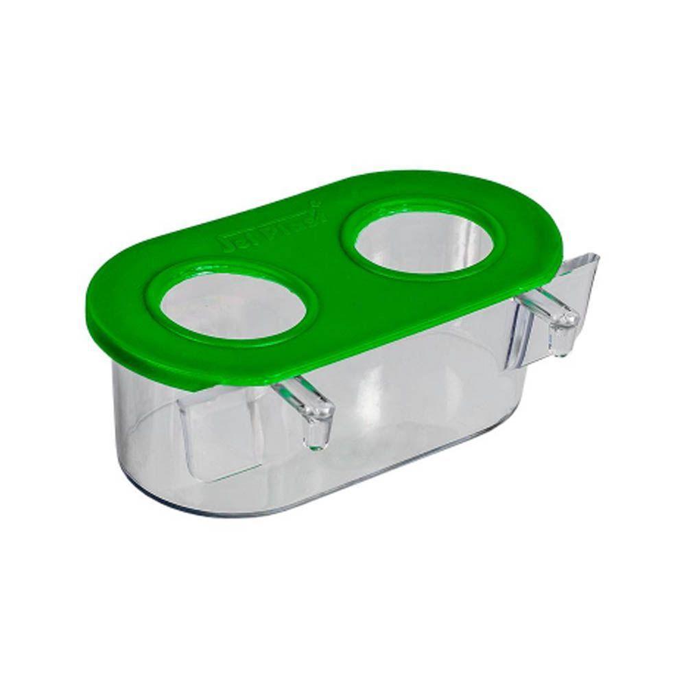 Comedouro Cristal 2 Furos 90ml Com Aba E Gancho Kit 12un - 2