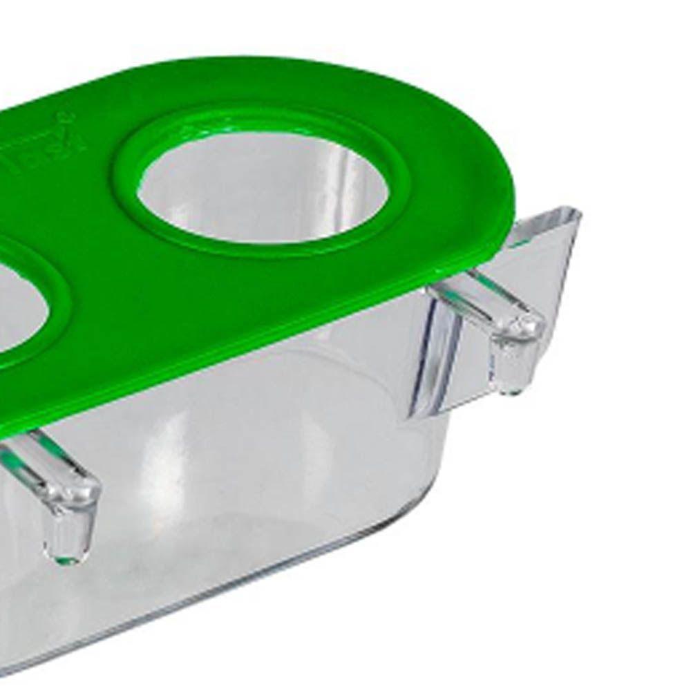 Comedouro Cristal 2 Furos 90ml Com Aba E Gancho Kit 12un - 4