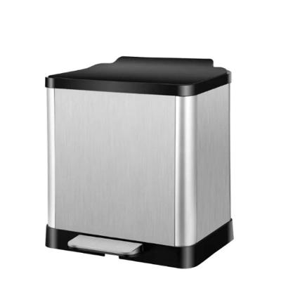 Lixeira Dupla Coleta Seletiva Inox 20 Litros Cesto Lixo Balde Removível Grande Moderna Ecológico Com Pedal