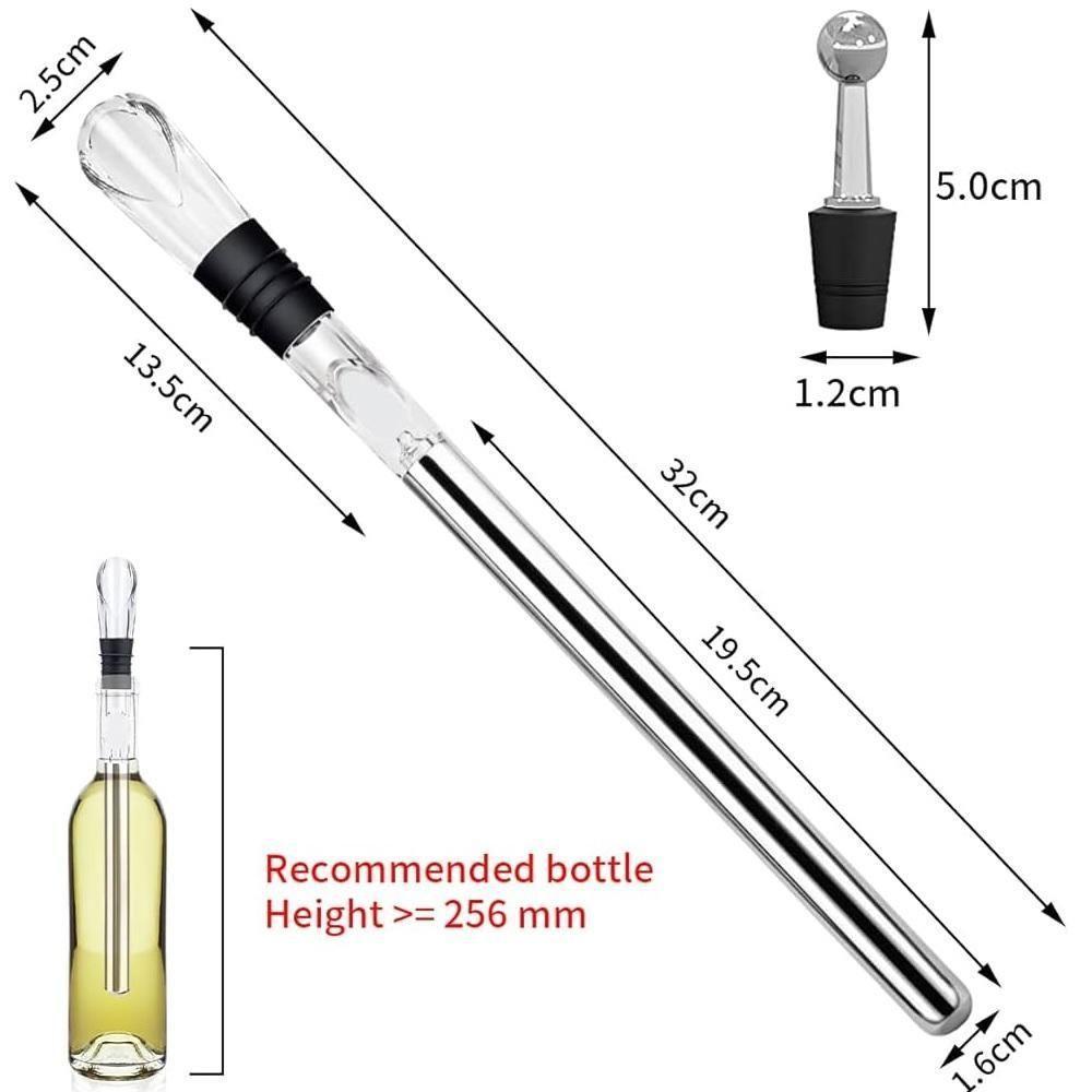 Kit Bastao Resfriador De Vinho E Bico Dosador Aerador Para Garrafa Decantador Em Inox Luxo - 9