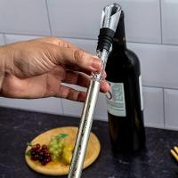 Kit Bastao Resfriador De Vinho E Bico Dosador Aerador Para Garrafa Decantador Em Inox Luxo - 5