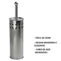 Escova Sanitaria Em Inox Vassourinha Para Banheiro Luxo Com Suporte Aco Limpador De Vaso - 6