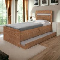 Cama Baú Larissa Solteiro Naturale E Off Com Auxiliar E 02 Colchões Framar - 1