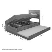 Cama Baú Larissa Solteiro Naturale E Off Com Auxiliar E 02 Colchões Framar - 3