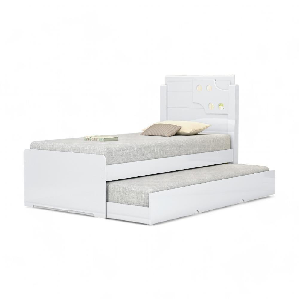 Cama Bibox Solteiro Luiza Branca Com 02 Colchões - 2
