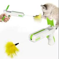 Brinquedo Interativo Para Gato 2 Em 1 Pistola Bolinha E Pena Divertida 2 Em 1 Exercicio Gatos - 5