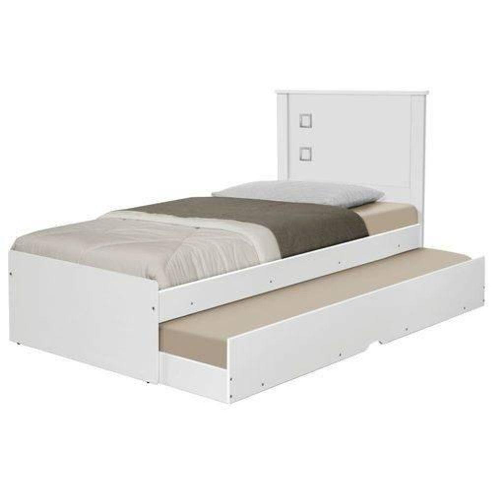 Cama Bibox Solteiro Barcelona Branco Com Colchões - 2