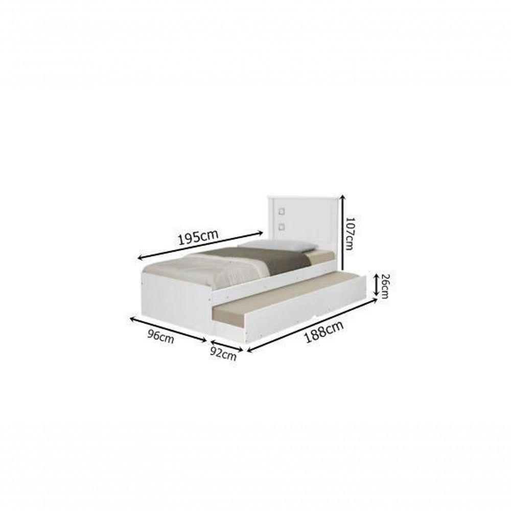 Cama Bibox Solteiro Barcelona Branco / Preto Com Dois Colchões - Tebarrot - 3