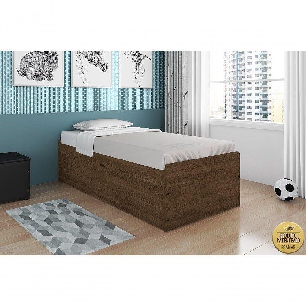 Cama Baú Espaçosa Solteiro Camila Malbec Com Colchão - 1