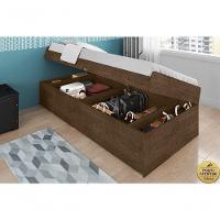 Cama Baú Espaçosa Solteiro Camila Malbec Com Colchão