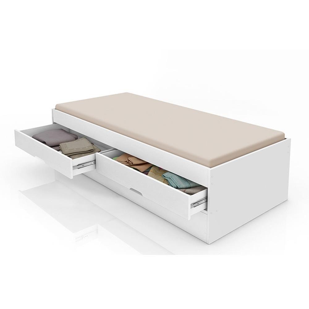 Bicama Solteiro Bari Branca Com 02 Colchões Gabrielli - 2