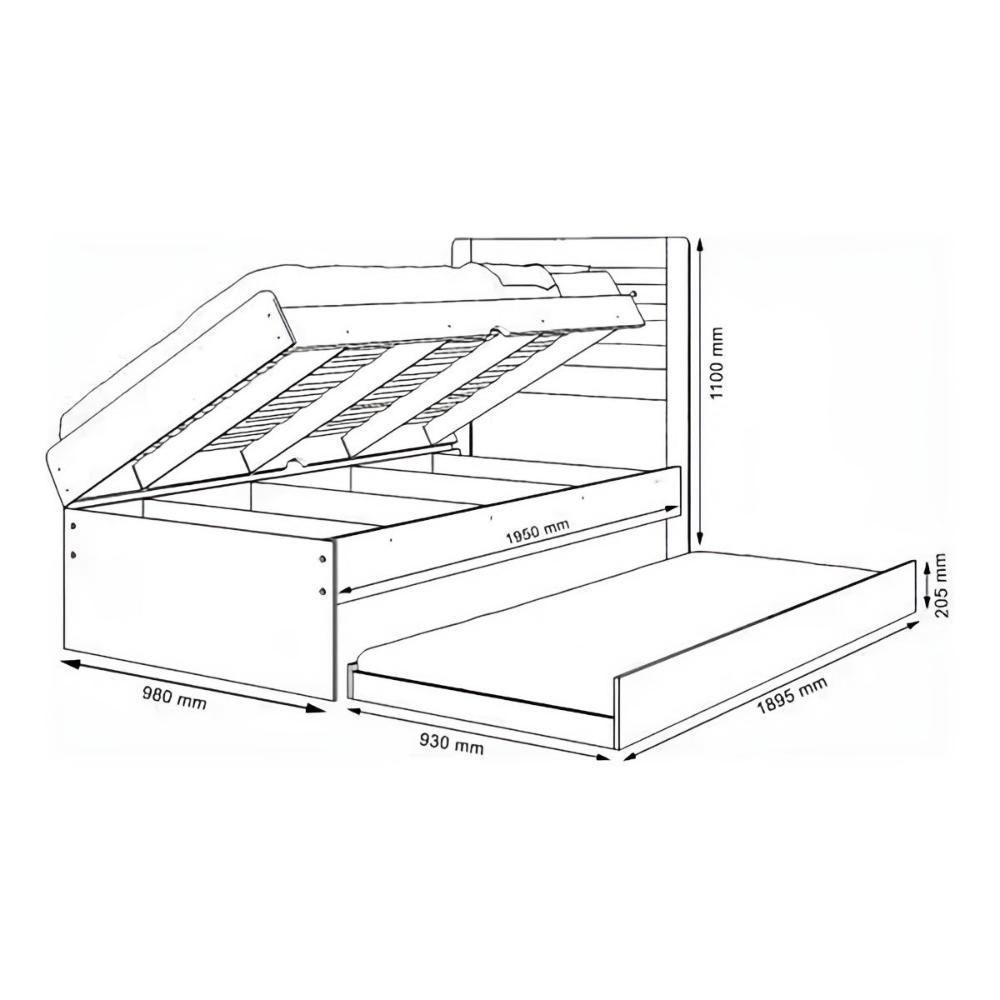 Cama Baú Framar Móveis Larissa Solteiro Com Auxiliar Cor Branco - 5