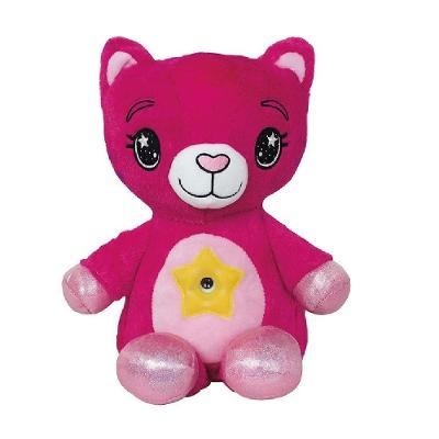 Urso Pelucia Rosa Projetor De Estrelas Musical Abajur Infantil Meninas Festa Do Pijama Gatinha