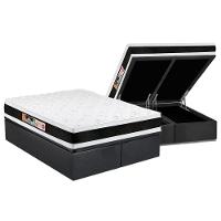 Cama Box Baú King: Colchão Espuma D45 Castor Black e White Air Double Face + Base CRC Suede Gray(193x203) - 1