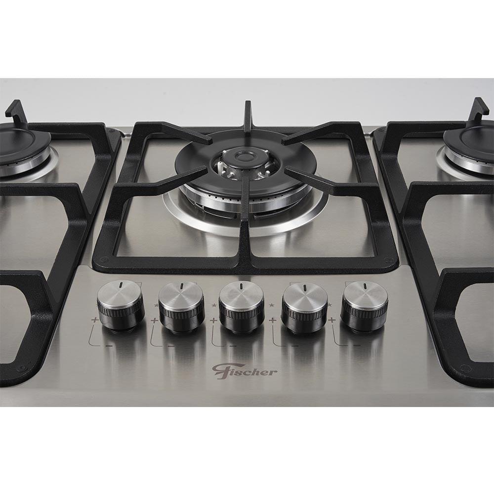 Cooktop 5 Bocas Fischer Infinity Trempe De Ferro Tripla Chama à Gás Mesa Inox Bivolt - 6