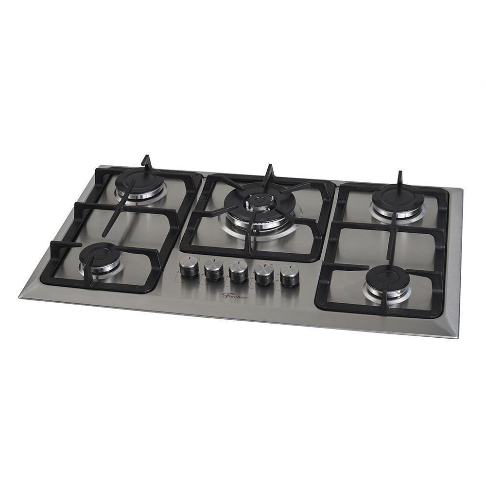 Cooktop 5 Bocas Fischer Infinity Trempe De Ferro Tripla Chama à Gás Mesa Inox Bivolt - 7