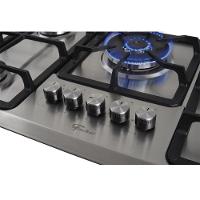 Cooktop 5 Bocas Fischer Infinity Trempe De Ferro Tripla Chama à Gás Mesa Inox Bivolt