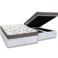 Cama Box Baú King: Colchão Espuma D33 Ortobom Light Saúde + Base CRC Courano White(186x198)