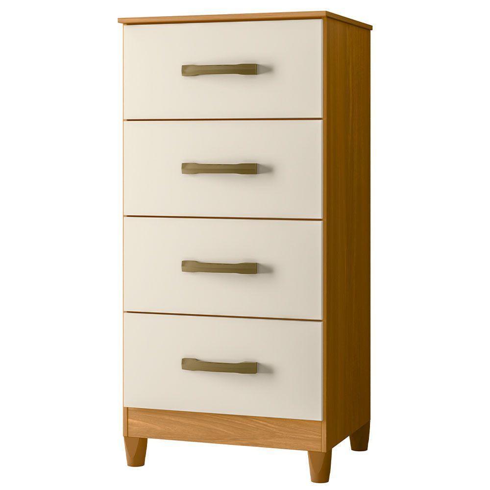 Cômoda Mobi Compacta Com 4 Gavetas Albatroz Cinamomo/off White - 1