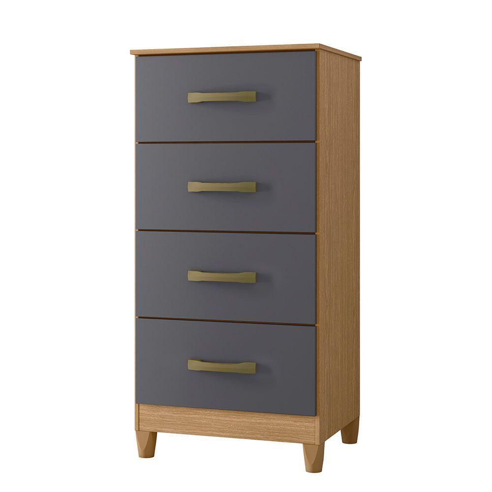 Cômoda Mobi Compacta Com 4 Gavetas Albatroz Freijó/titanium - 1