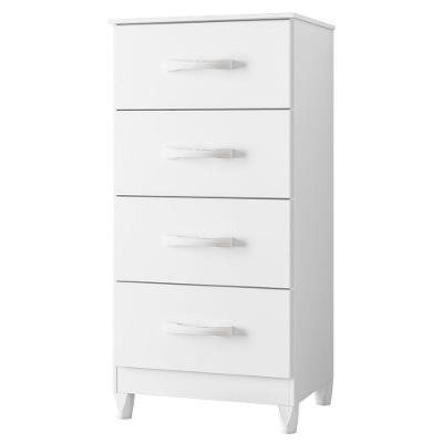 Cômoda Mobi Compacta Com 4 Gavetas Albatroz Biflex ( Branco Fosco Liso/rosa Matte)