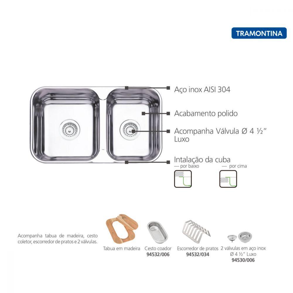 Cuba Tramontina Isis 2c 34 28 Bs Perfecta Em Aço Inox - 4